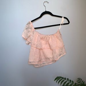 Urban Outfitters Pink Floral One Shoulder Top ⚡️